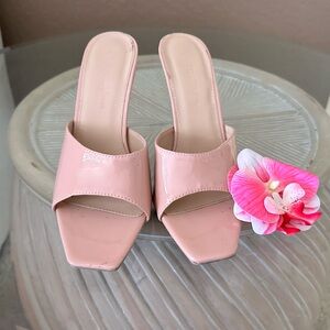 Nude sandal stiletto heels square toe
